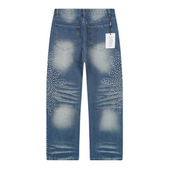 Rhinestone Pattern Jeans #V803