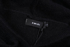 Cotton V-Neck Bones Cardigan Sweater Black