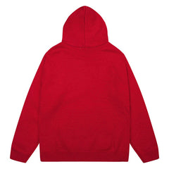 Red Core Knitted Sweater Hoodie