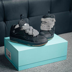 Leather Curb Sneaker Black