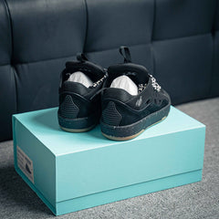 Leather Curb Sneaker Black