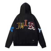 Embroidered Graphic Letter Hoodie #7217
