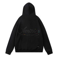 Rhinestone Pattern Letter Hoodie #7221