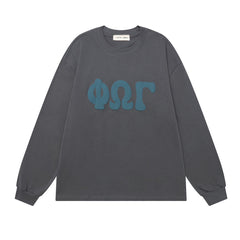 Foamed Print Letter Long-Sleeve T-Shirt #1922
