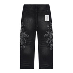 Rhinestone Pattern Jeans #V803