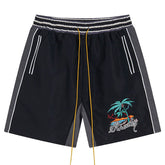 Straight-Leg Panelled Logo-Embroidered Satin Drawstring Shorts