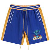 Straight-Leg Panelled Logo-Embroidered Satin Drawstring Shorts