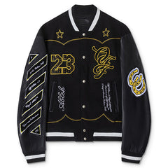 Contrast-Trim Leather Jacket