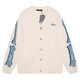 Cotton V-Neck Bones Cardigan