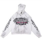 Flame Glitter Zip Up Hoodie
