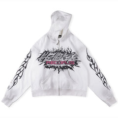 Flame Glitter Zip Up Hoodie
