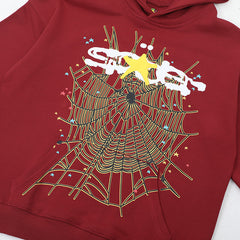 Web Print Gothic Punk Hoodie-Brown #144