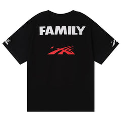 Family Letter printed T-Shirt Black