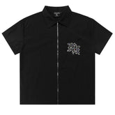 Rhinestone Zip Up Shirt Tee