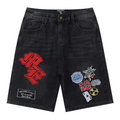 Embroidered Denim Shorts