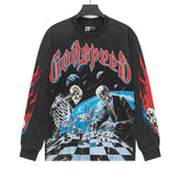 Skeleton Chessboard Long Sleeve T-Shirt