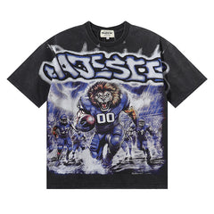 Lion Football Graphic Crop Tee