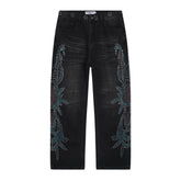 Rhinestone Pattern Jeans #V801