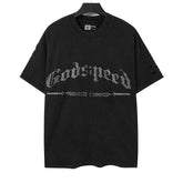 Rhinestone Letter Pattern T-shirt #G6225