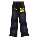 Logo Letter Print Pants Black