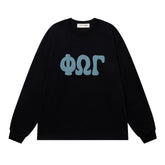 Foamed Print Letter Long-Sleeve T-Shirt #1922