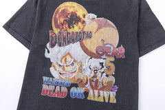 One Piece Luffy Vintage Finish Print T-Shirt