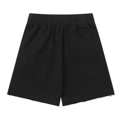 Letter Pattern Rhinestones Shorts #S234 Black
