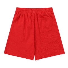 Letter Pattern Rhinestones Shorts #S234 Red