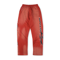 Gradient Flame Logo Sports Red Pants