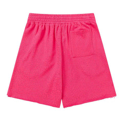 Letter Pattern Rhinestones Shorts #S234 Red