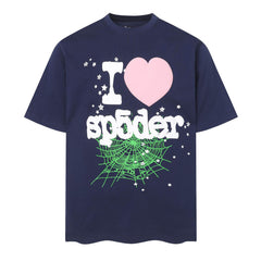 Web Heart Letter T-shirt #S T001 Black