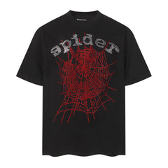 Rhinestone Letter Web T-shirt #S T014