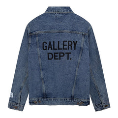 letter embroidered washed denim Jacket