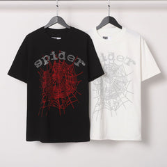Rhinestone Letter Web T-shirt #S T014