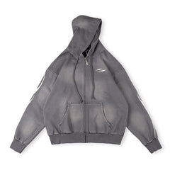 Studded Flame Zip-Up Hoodie