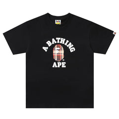 Black And Brown Plaid Small Logo Short Sleeve T-Shirt