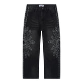 Rhinestone Pattern Jeans #V803
