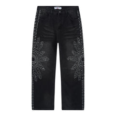Rhinestone Pattern Jeans #V803
