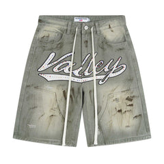 Rhinestone Pattern Denim Shorts #V806
