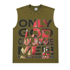 Letter Print Sleeveless T-Shirt Vest #V1303