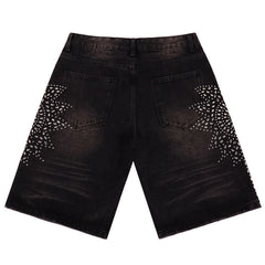 Rhinestone Denim Shorts #8692