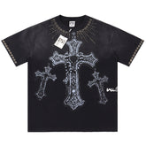 Letter Print Washed Distressed T-Shirt