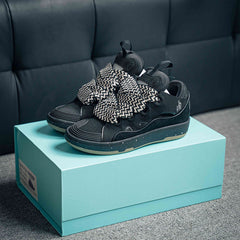 Leather Curb Sneaker Black