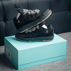 Leather Curb Sneaker Black