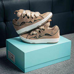 Leather Curb Sneaker Brown