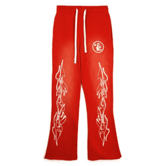 Retro washed Flare pants Red