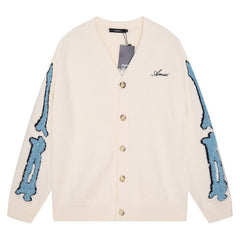 Cotton V-Neck Bones Cardigan