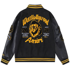 Appliquéd Wool-Blend and Full-Grain Leather Varsity Jacket