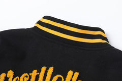 Appliquéd Wool-Blend and Full-Grain Leather Varsity Jacket