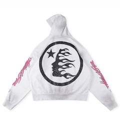 Flame Glitter Zip Up Hoodie